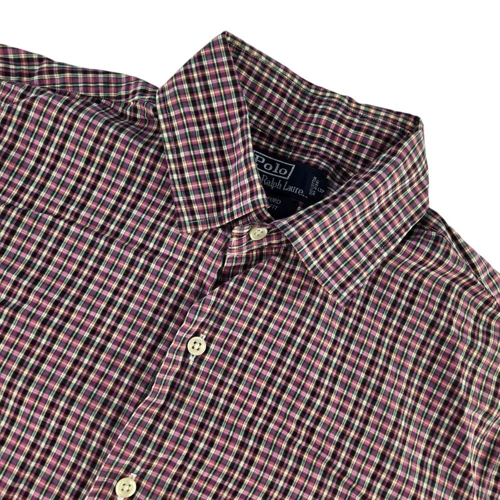 Polo Ralph Lauren Bradford Mens Large Purple Check S/S Custom Fit Button‎ Shirt